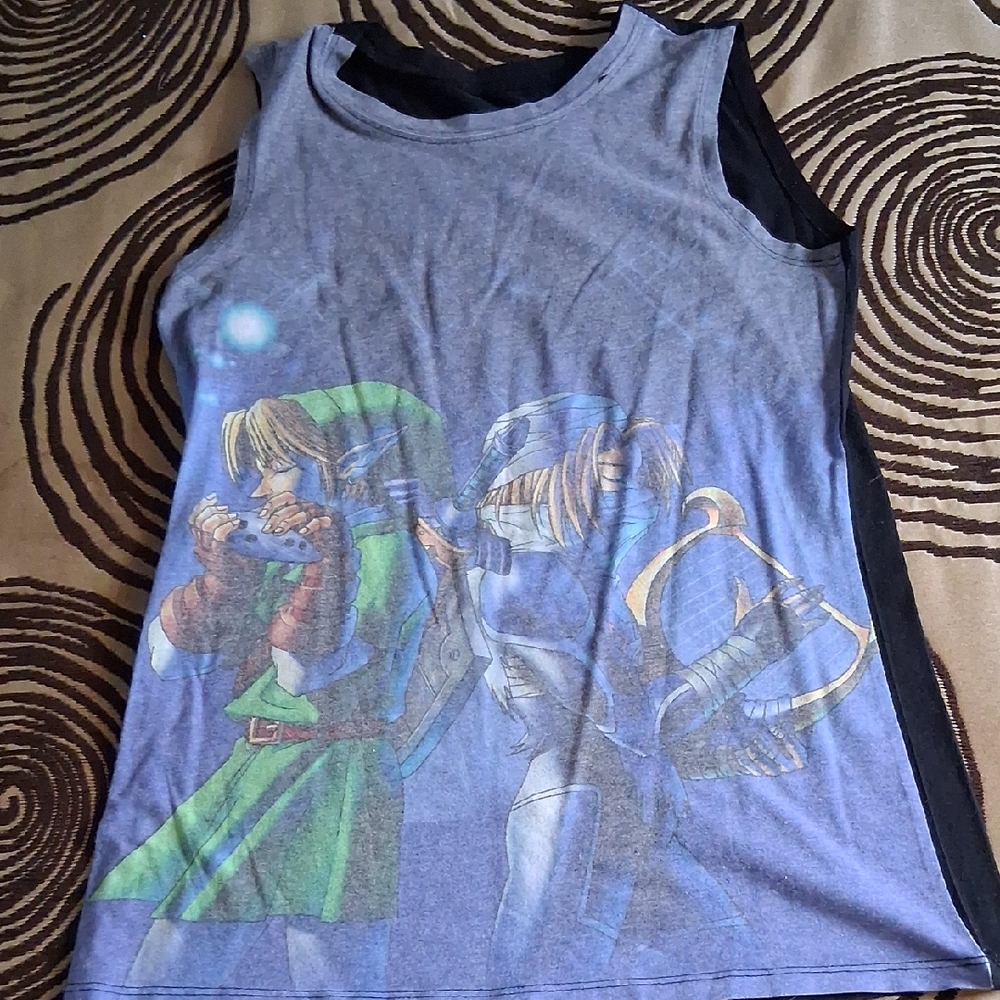 Zelda Graphic Tank Top - Blue and Black